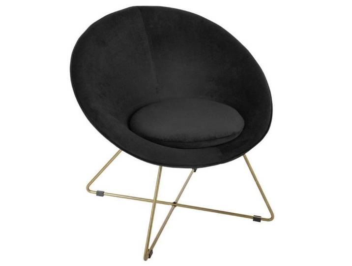 Fauteuil  Evan  en velours & pieds or Atmosphera - Noir
