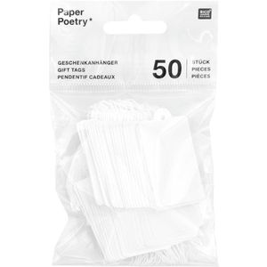 Rico-Design Hängeetiketten Paper Poetry, 2,6x4,5cm, Karton, weiß, mit Öse, 50 Stück