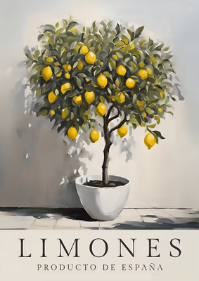 Inspire Curations Retro Olive Tree & Lemon Canvas Poster Vintage Botanical Kitchen & Home Wall Art 2507291237 40x60cm