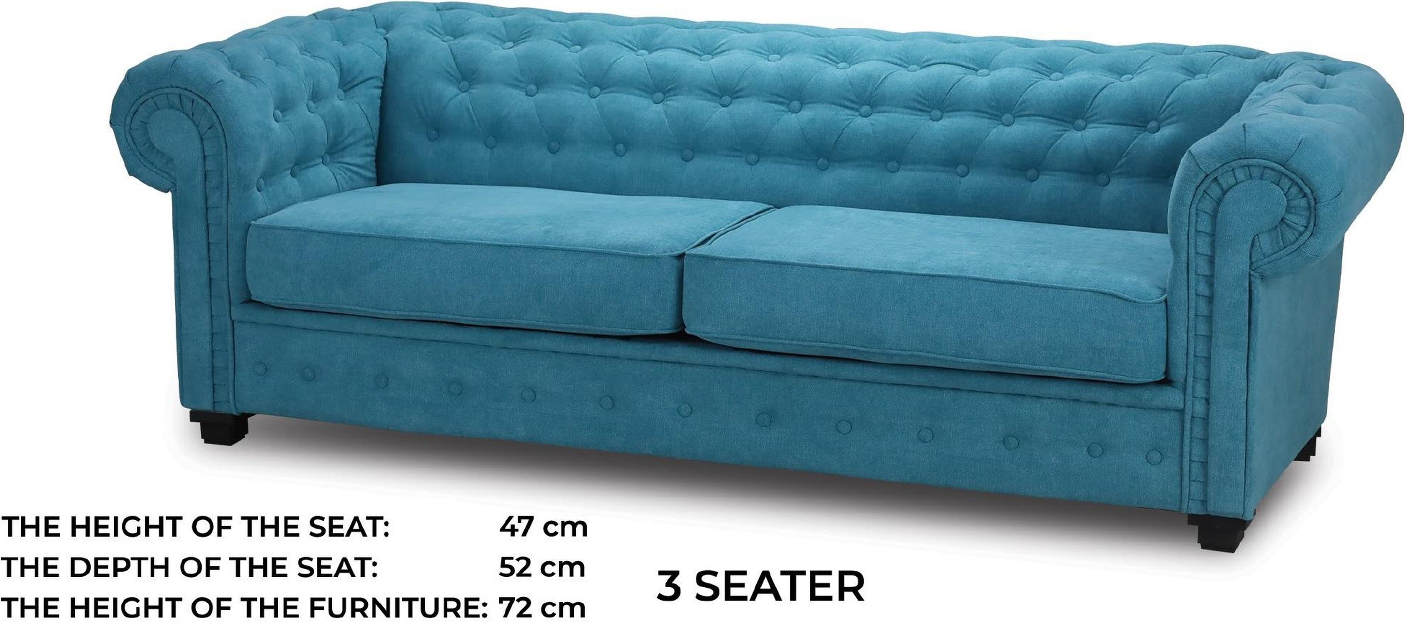 Dreisitzer Couch Textil Turkis Sofa Polster Möbel Einrichtung Sofas Couchen