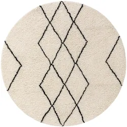 benuta Pure Wollteppich Berber Cream ø 100 cm rund - Naturfaserteppich aus Wolle