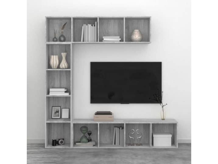 ZERONE Ensemble bibliothèque/meuble TV 3 pcs Sonoma gris 180x30x180 cm VE013