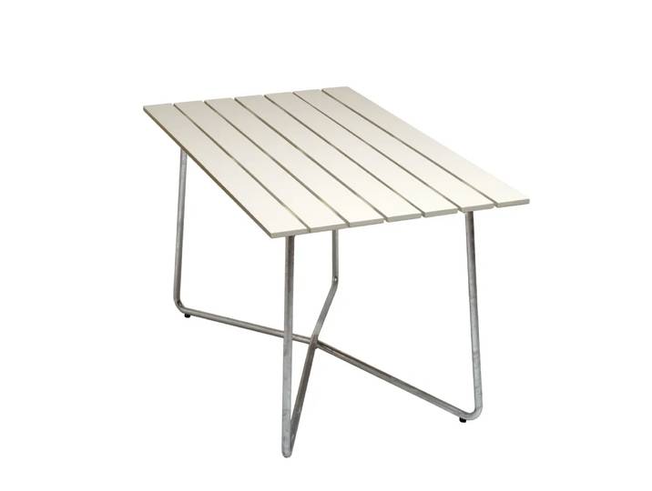Grythyttan Stålmöbler Table B25A Chêne laqué blanc-galvanisation à chaud