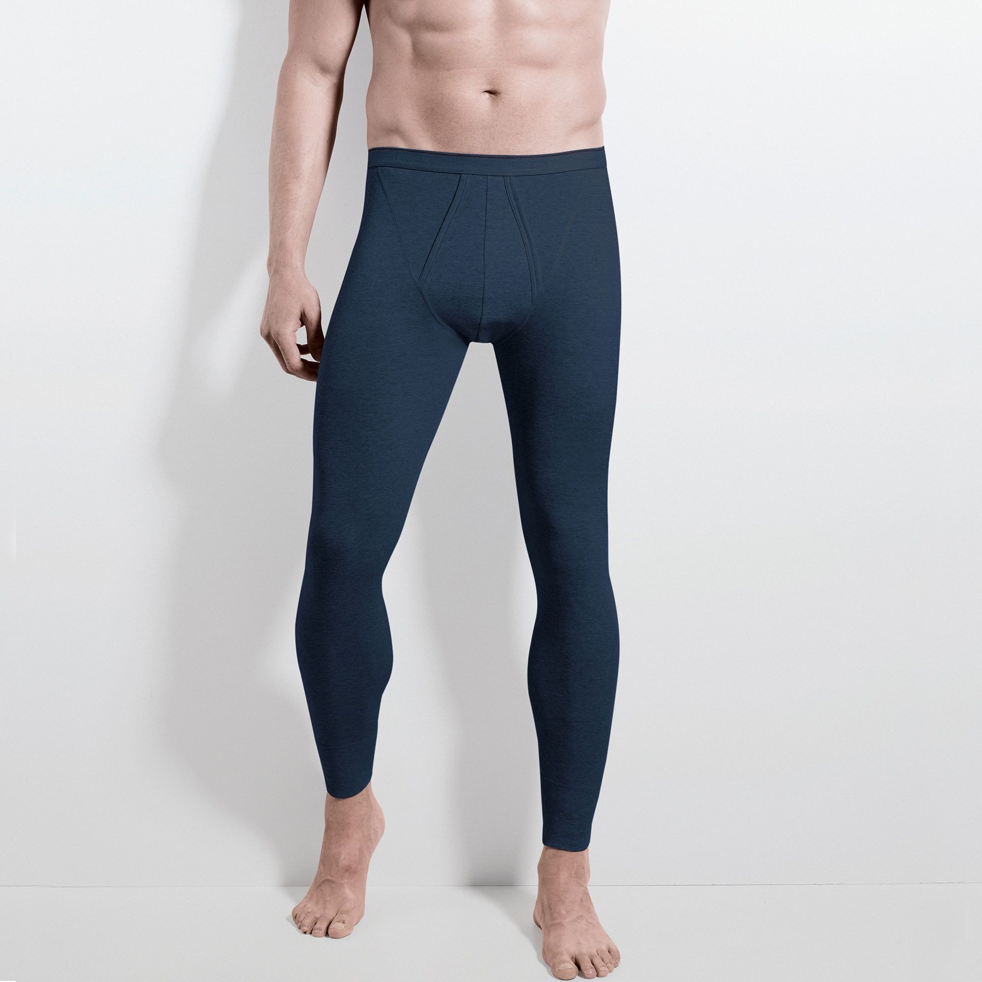 Lange Unterhose ISA BODYWEAR "Lange Unterhose mit Eingriff", Herren, Gr. M, blau (marine), Obermaterial: 100% Baumwolle CO., Unterhosen Lange Unterhose marine M