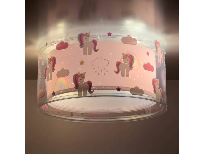 Plafondlamp UNICORNS, dimbaar, paars / roze / rose, Kinderkamer, Kunststof, plafondlamp