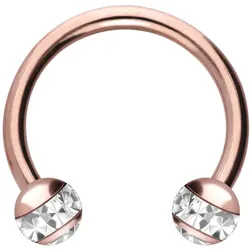 Chirurgenstahl Hufeisenring EPOXY-RING-KUGELN + KRISTALLE