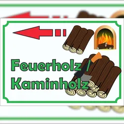 HB-Druck Werbeaufkleber Aufkleber Feuerholz mit Pfeil nach links A0 (841x1189mm)