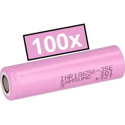 100x Samsung INR18650-35E 18650 Akku 3,6V 3500mAh Flat-Top