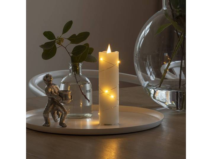 Konstsmide Christmas LED-Wachskerze creme Lichtfarbe Bernstein 17,8 cm, creme / amber