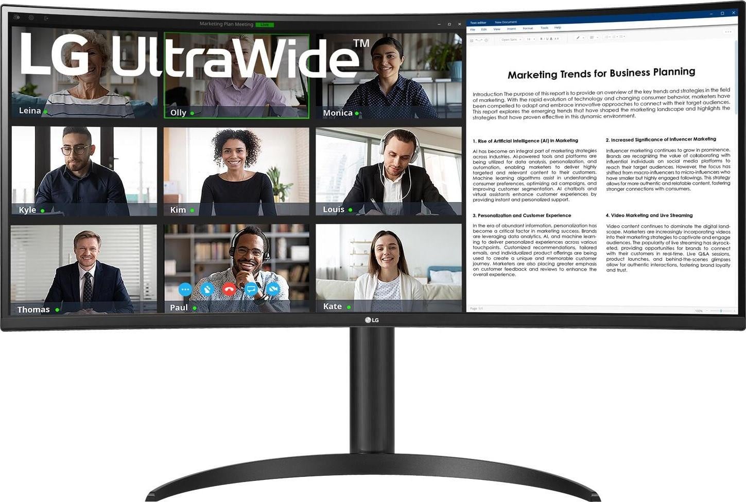 LG UltraWide 34WR55QC-B LED-monitor - Gebogen - 86,4 cm (34") - 3440 x 1440 UWQHD - 100 Hz - VA-paneel