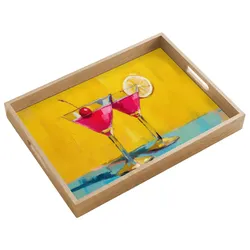 TABLETT Gläser - Cocktail - Zitrone - Kirsche Eichenholz 50x35 cm