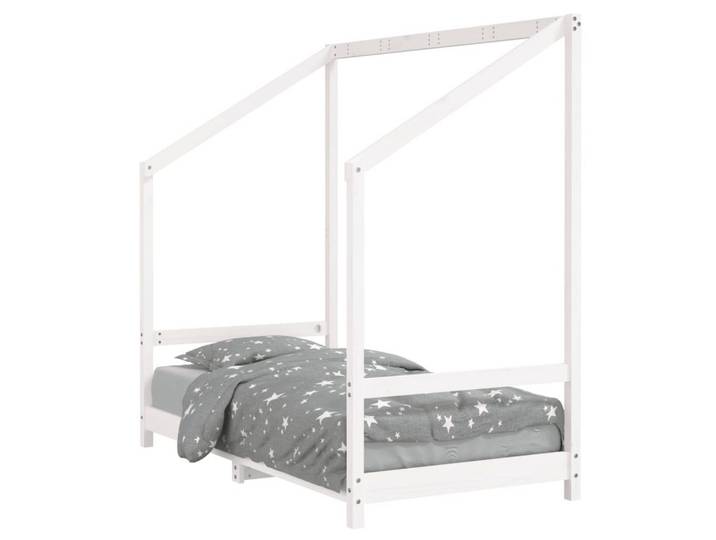 furnicato Kinderbett Massivholz 165,5 x 85,5 x 158 cm Weiß (1-tlg), Kinderdaybed mit Vorhangrahmen für mehr Privatsphäre im Kinderzimmer