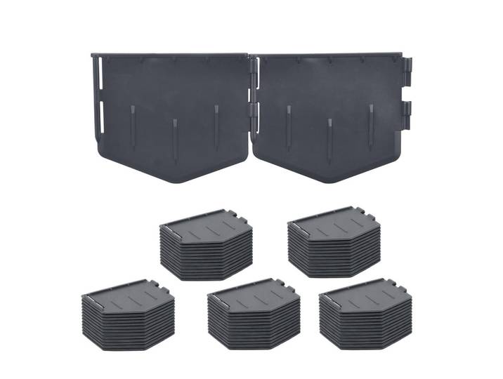 Relaxdays Rasenkante Schwarz Kunststoff 10,7 m, 16x1x1 cm, Gartenzubehör, Hochbeet