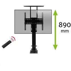 MonLines MLS006B Einbau TV Lift 37-65Zoll elektrisch, 890 Hub, schwarz (37" - 65"), TV Ständer, Schwarz