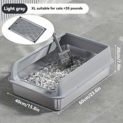 Uplift Picks Extra Large Stainless Steel Cat Litter Box With Lid light Gray (xl)