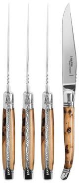 Goyon-Chazeau Set of 4 Laguiole Steak Knives with Juniper Wood Handles