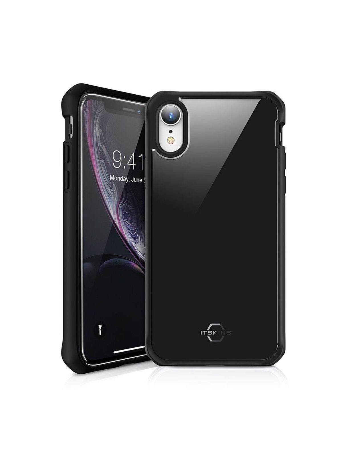 ITSKINS HYBRID GLASS cover for iPhone XR. Black