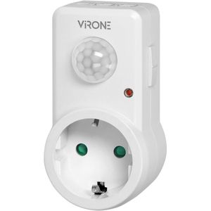 Virone Steckdosenadapter weiß, 1-fach Schuko bis 1200 Watt, mit Bewegungsmelder