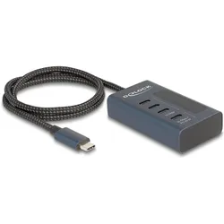 Delock USB 10 Gbps Hub mit 4 USB Type-C Ports davon 3 x Date (USB-C, 4 Ports), Dockingstation + USB Hub, Blau