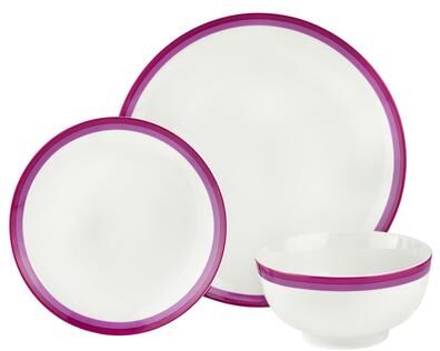 Godinger Sheer Burgundy Porcelain 12 Piece Dinnerware Set, Service for 4