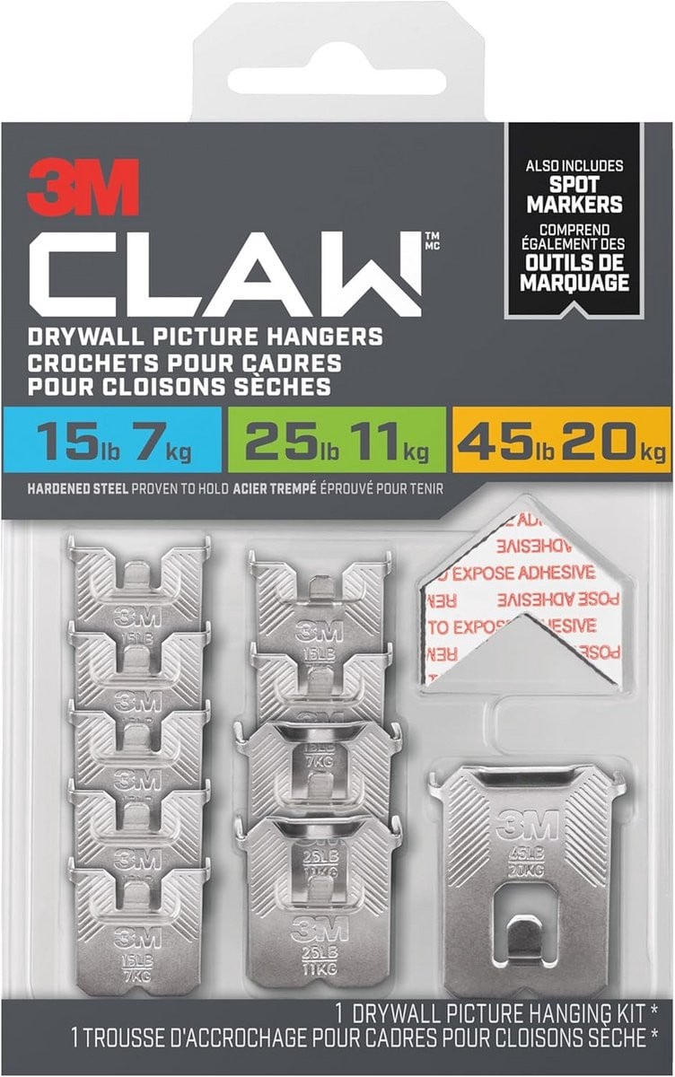 Zware metalen gipsplaat hangers voor foto's, zelfklevend met marker