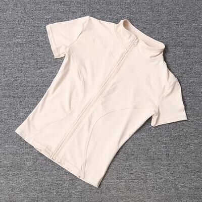 Uplifted Goods Waist Slimming Zip Up Top For Women Lightweight And Quick Dry ivory l
