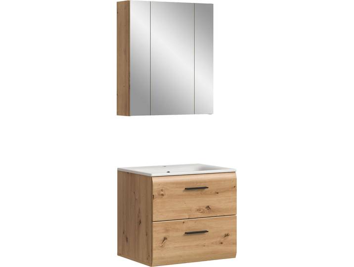 Badezimmer-Set WELLTIME, braun (artisan oak nb), B:60cm H:185cm T:46cm, Holzwerkstoff, MDF, Kastenmöbel-Sets, Badezimmer-Set, Bad-Kombination, Bad-Möbel, Badezimmer, Kombination, Kombi