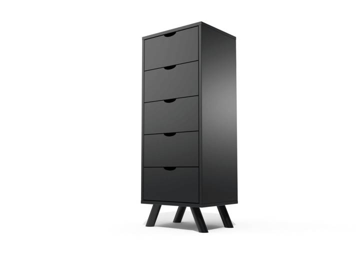Chiffonnier Scandinave bois 5 tiroirs Viking Noir