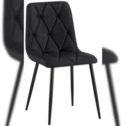 Décoshop26 - Esszimmerstuhl x1 Komfort und zeitlose Eleganz in schwarzem Samt und Metall 10_0007151