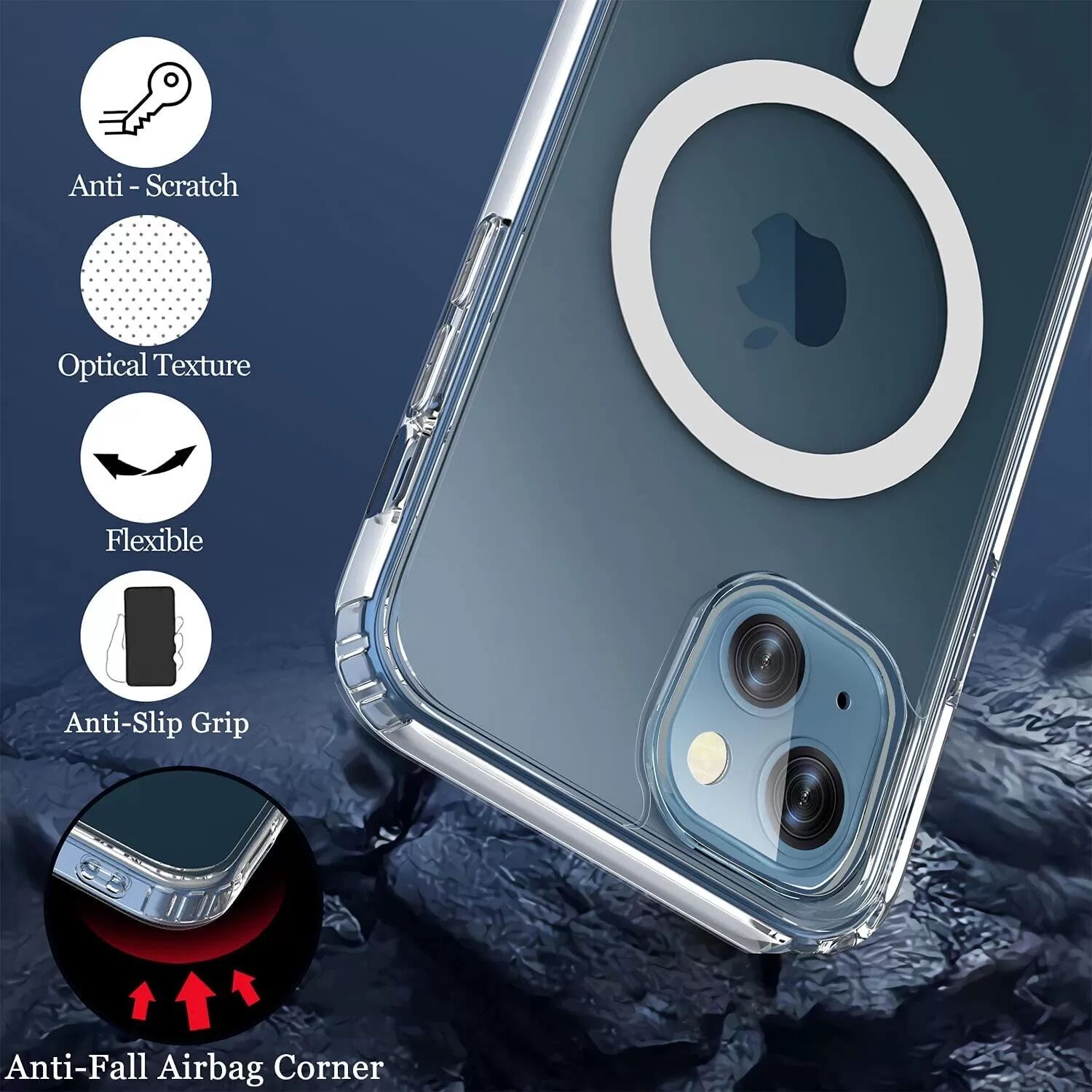 INF Coque de chargement magnétique MagSafe compatible avec iPhone 17 Pro Max - Acrylique transparent