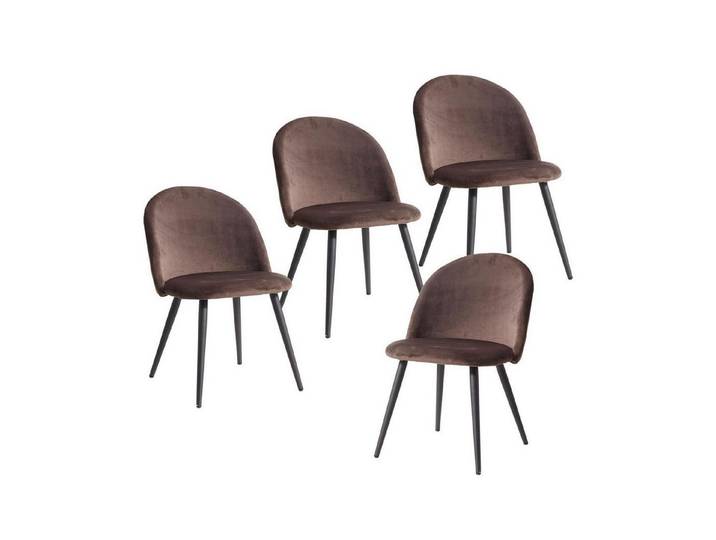 LuxusKollektion Esszimmerstuhl Stühle Set Samt Rückenlehne Esszimmer Küche Braun 4 Stühle Braun