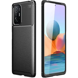 Screenguard Xiaomi 11T Hülle Carbon Design TPU Case (Xiaomi 11T), Smartphone Hülle, Schwarz