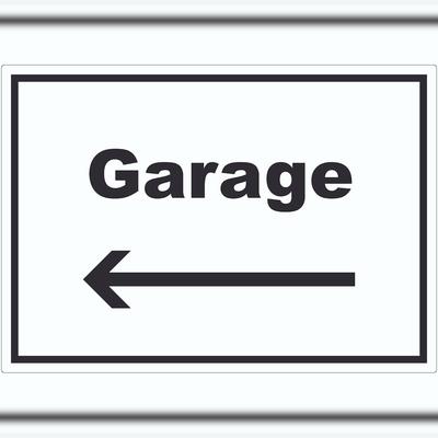 HB-Druck Garage Aufkleber mit Text und Richtungspfeil links Auto Stellplatz waagerecht A8 (52x74mm)