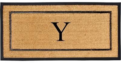 A1 Home Collections Natural Coir & Rubber Large Monogrammed Door Mat