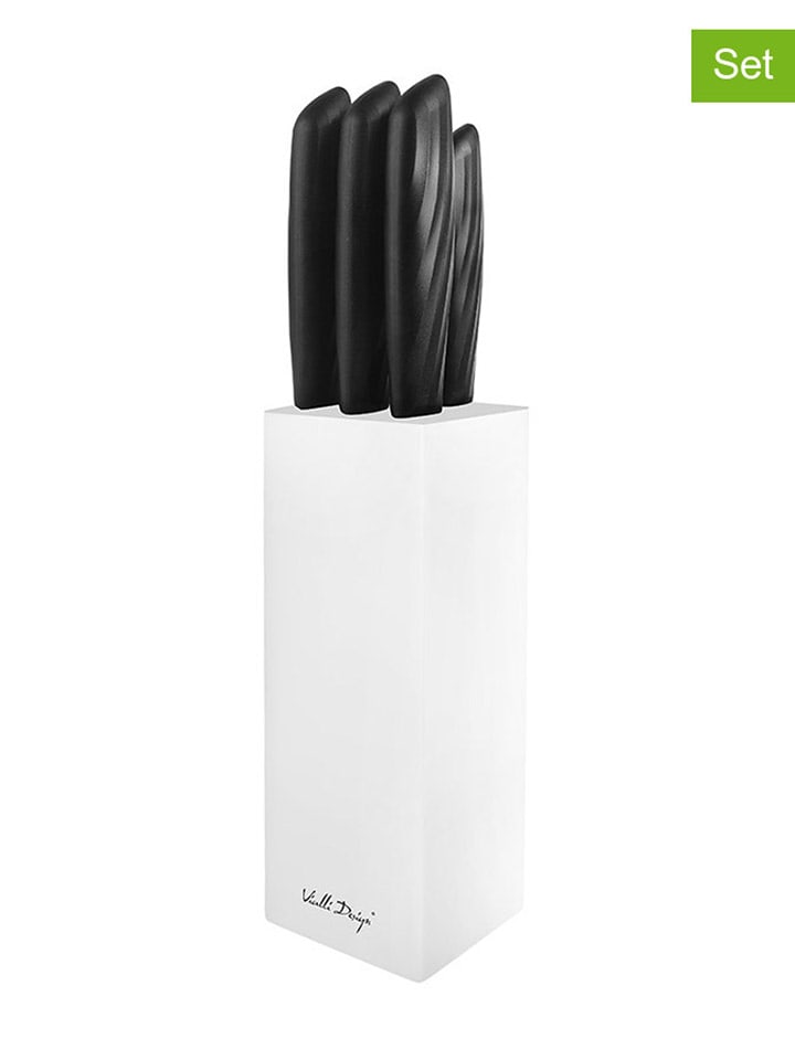 Vialli Design 6tlg. Edelstahl-Messer-Set in Weiß/ Schwarz - onesize