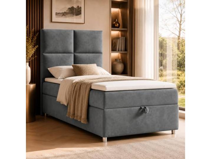 Best For Home Trinity K2 Boxspringbett Single Bonellfederkern Boxspringbett mit Matratze und Topper Boxspringbett 80x200 mit Bettkasten Einzelbett Polsterbett - Lieferung an die Bordsteinkante