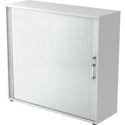 Hammerbacher Rollladenschrank 3OH BxTxH 120x40x110cm Griff CE Weiß/Silber
