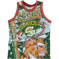 Mitchell & Ness, Herren, Sportshirt, M&N Big Face 6.0 Fashion Tank Jersey Seattle SuperSonics - S (S), Grün, S