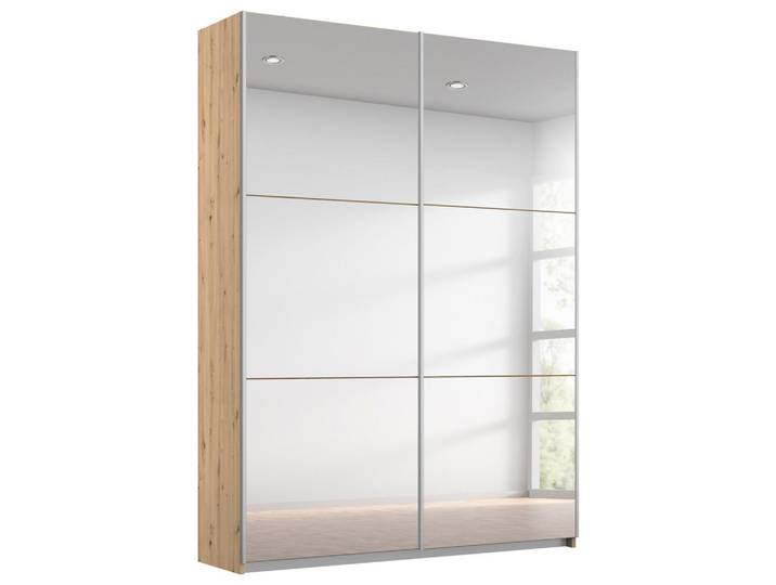 Schwebetürenschrank mit Spiegel 131cm Reflect, Eiche