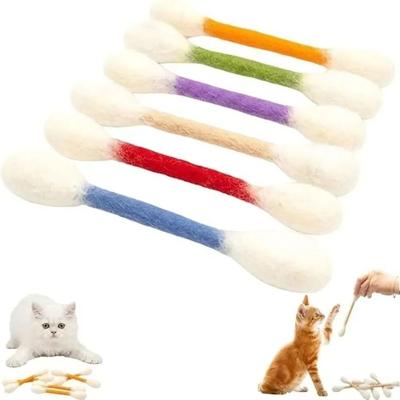 Uplift Essentials Felt Cotton Swab Cat Toys Pack Of 6 multicolor
