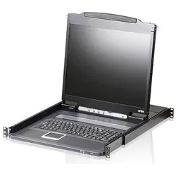 Aten CL3000N CH Leichte Single Rail 19"-LCD Konsole (PS/2-USB, VGA) CH-Layout, KVM Switch, Schwarz