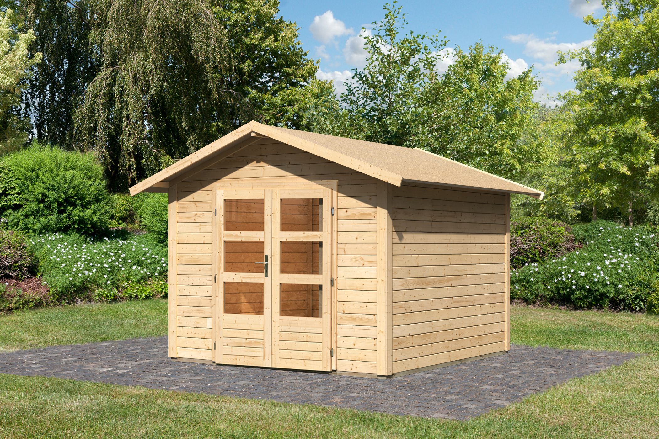 Karibu Gartenhaus Gerätehaus Talkau 6 naturbelassen 274x274x234 cm
