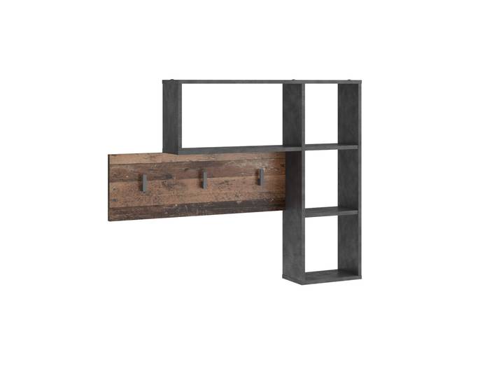 Etagère murale + porte manteaux matera et old style foncé - ET13052-4