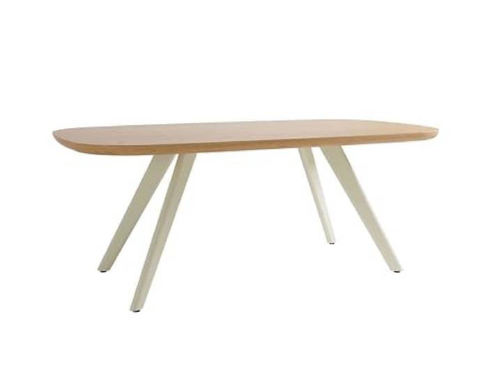 Schöner Wohnen Kollektion Esstisch LARVIK, 200 x 100, H 76 cm, Küchentisch Tischplatte Eichefarbig Bianco, Gestell seidengrau, Bootsform, abgerundete Kante & Echtholzfurnier