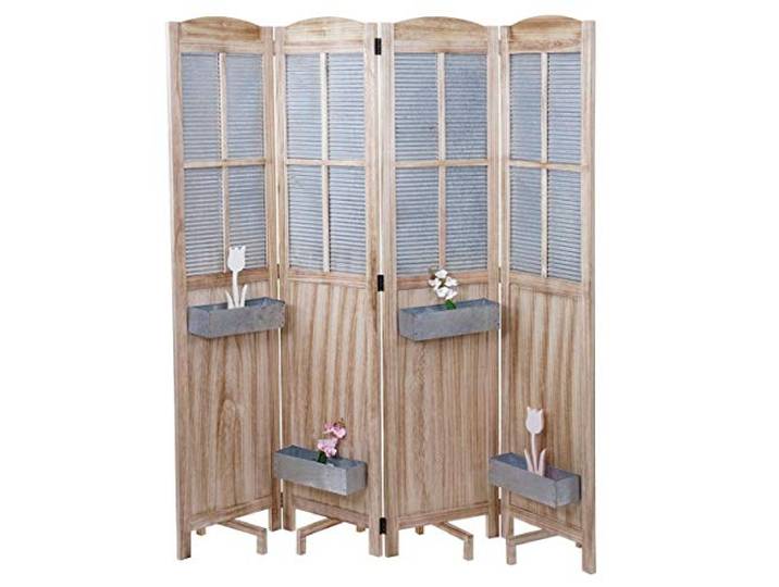 Mendler Paravent HWC-D26 Pflanzkörbe Holz Metall 170x161x29cm Raumteiler, Trennwand, spanische Wand, Sichtschutz