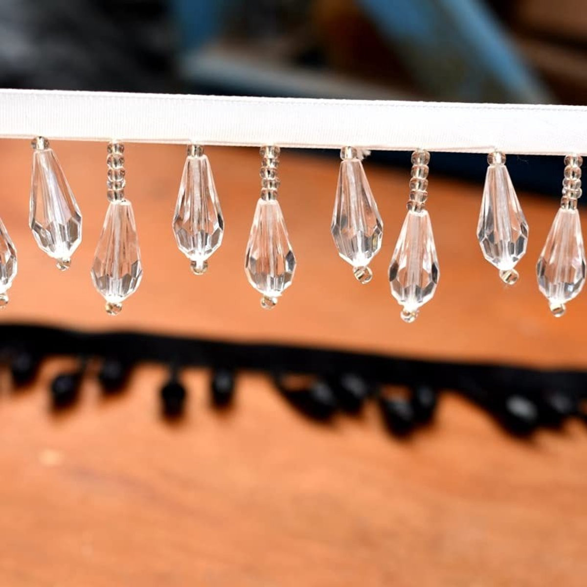 Dailygoody Water Drop Crystal Hanger Kwastje Fringe Decoratieve Accessoires Weiss Kant Trim voor Kleding en Gordijnen