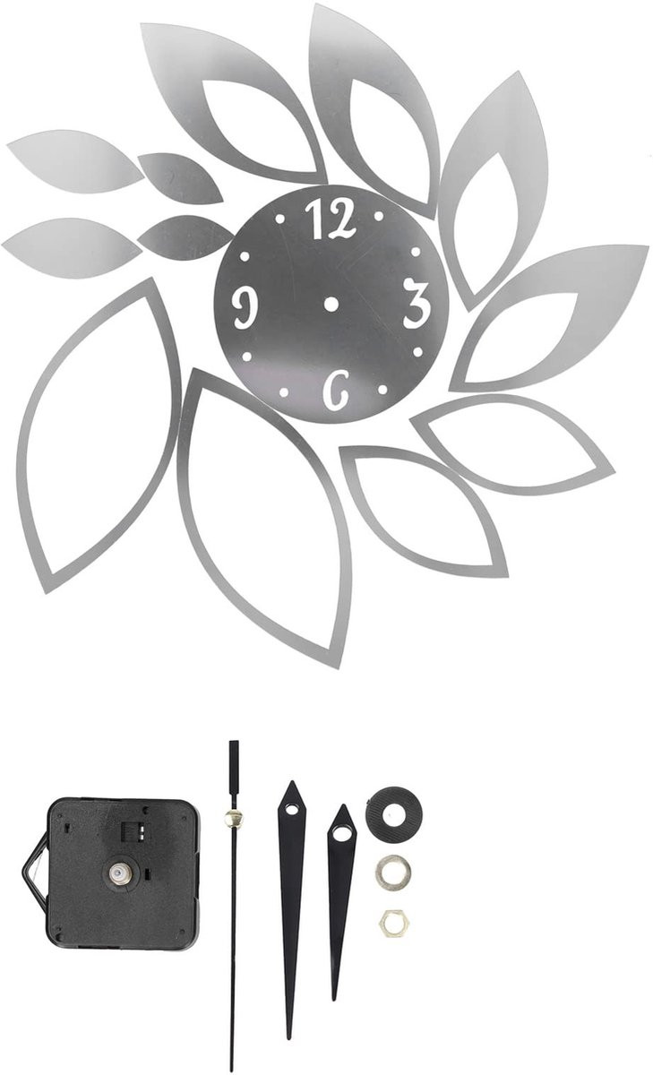 Allecto 3D DIY Wandklok - Analoog - Zilver