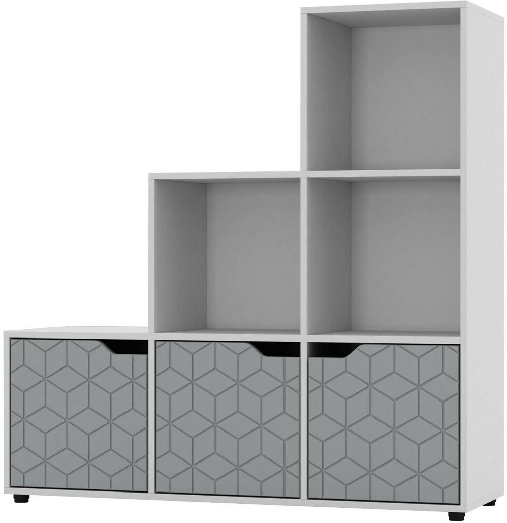 17 Stories Berroa 90.5 cm H x 89 cm W Step Bookcase White/Grey