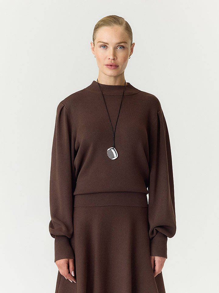 YAS Pullover in Dunkelbraun - L