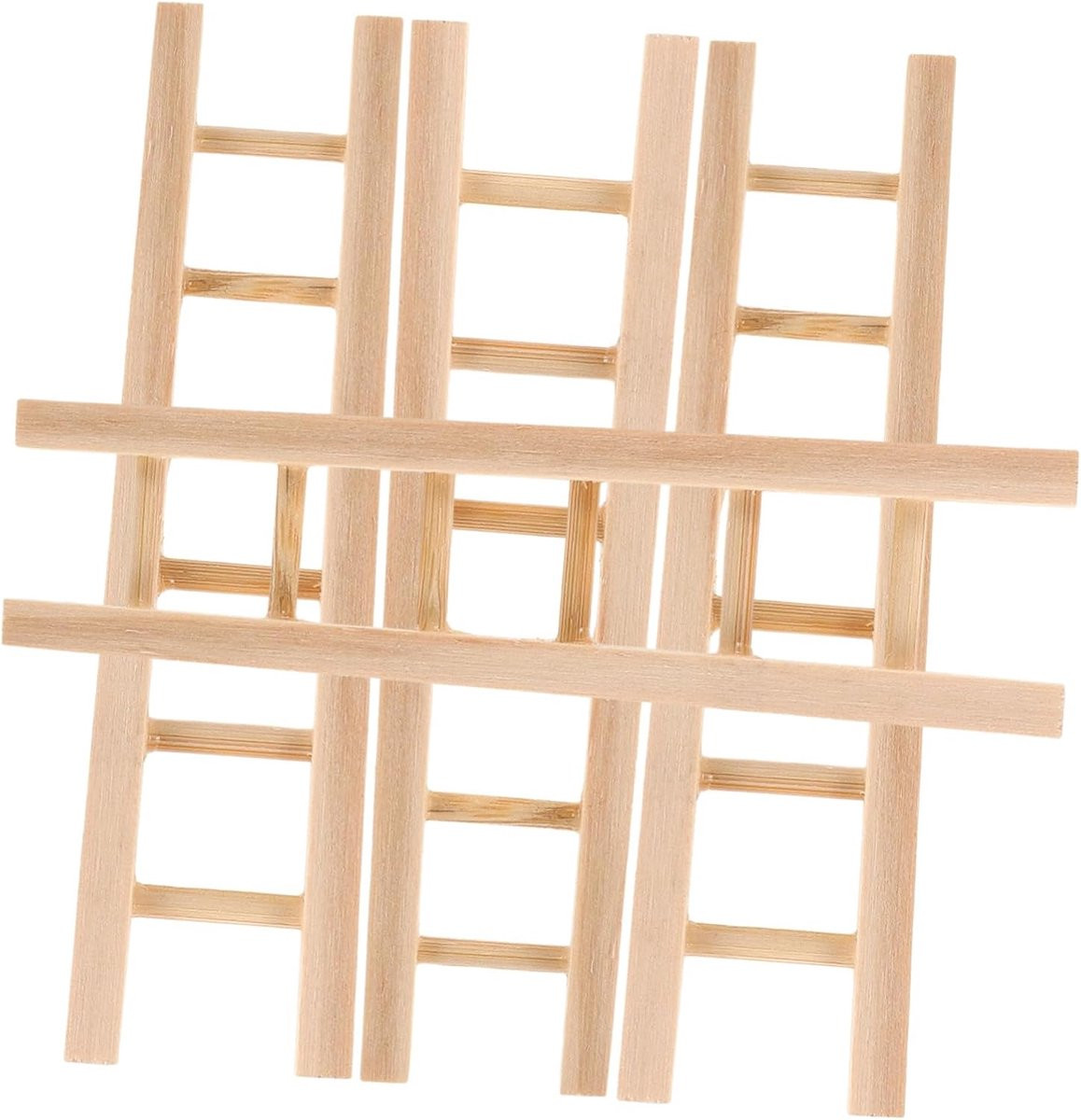 Beige Mini Ladder voor Poppenhuis - Miniatuur Decoratie - 10 cm